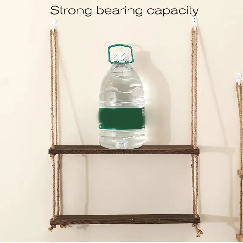 Boho Wall Hanging Shelf - Rustic Floating Shelf