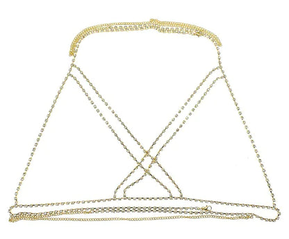Bohemian Crystal Cross Body Chain Necklace