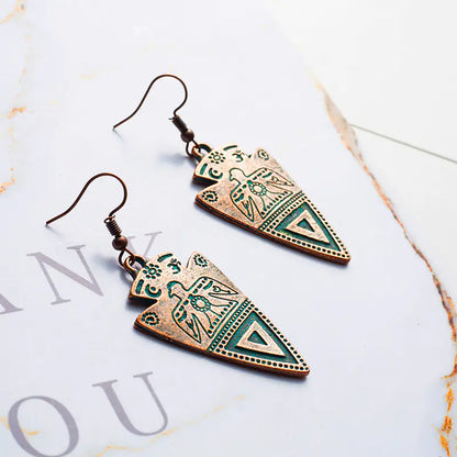 Bohemian Vintage Metal Triangle Pendant Earrings