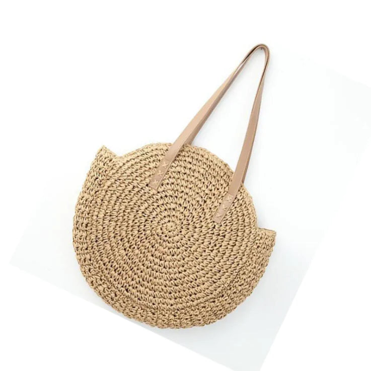 Bohemian Round Woven Grass Shoulder Bag