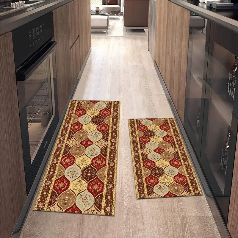 Boho Kitchen Mat - Absorbent Non-Slip Indoor Rug