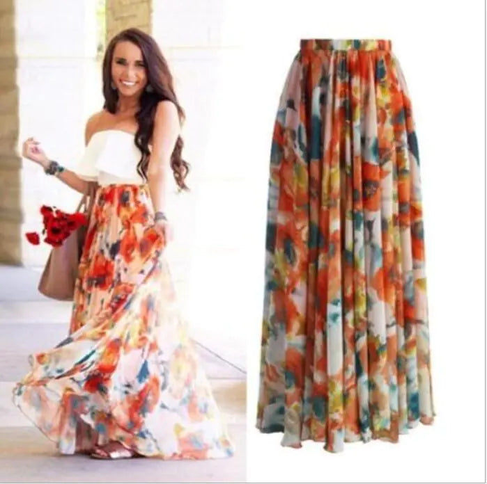Bohemian Maxi Skirt - Women's Midi Skirt