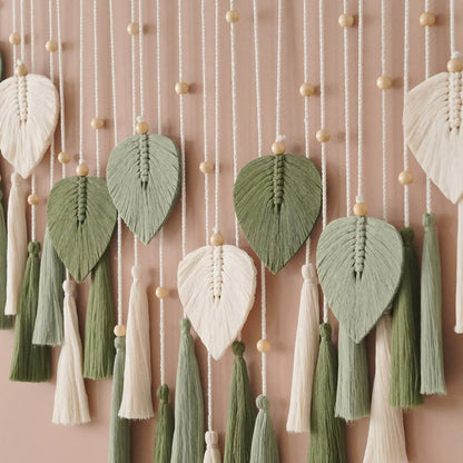 Handwoven Bohemian Leaf Tapestry