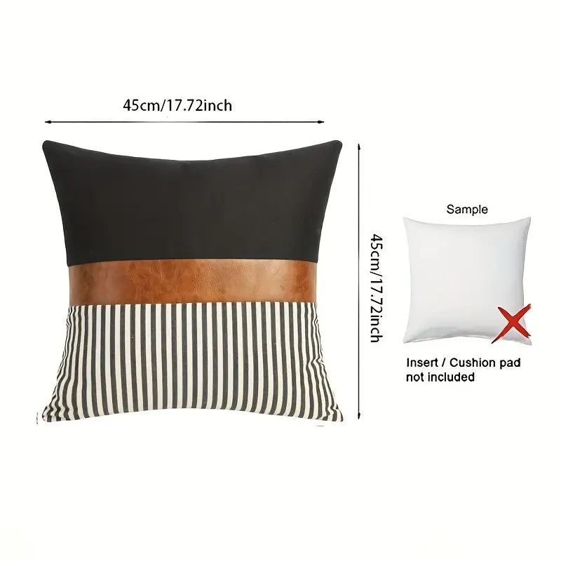 Faux Leather Stitching Pattern Pillow Case