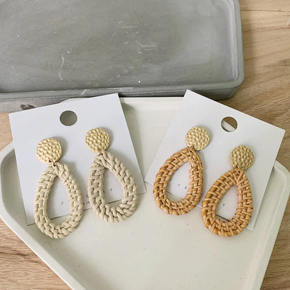 Bohemian Woven Rattan Earrings